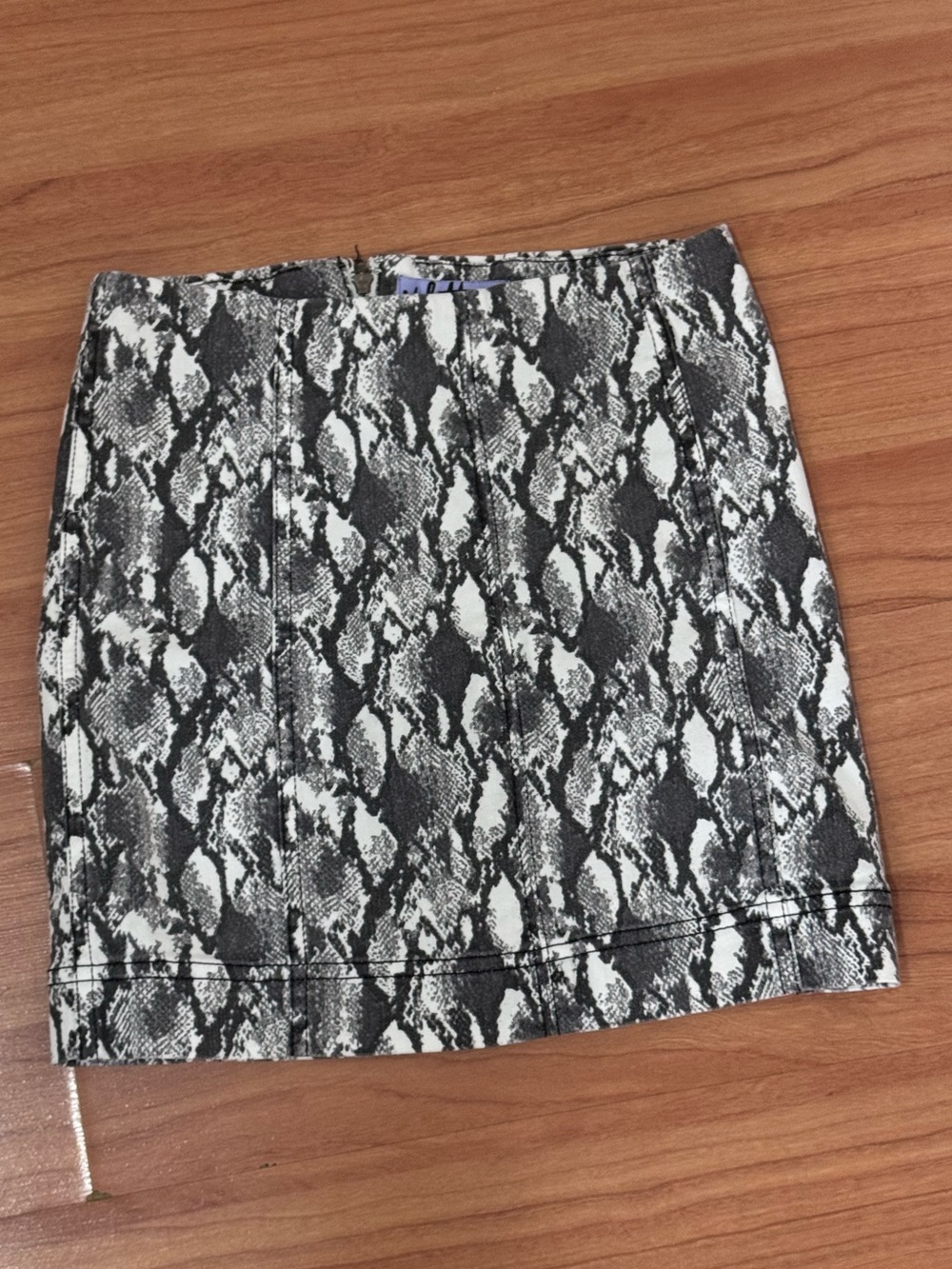 Vylette Snake Print Mini Skirt Black White Bodycon Zip Back Y2K